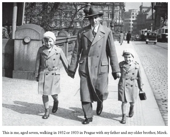 Image: This is me, aged seven, walking in 1932 or 1933 in Prague with my father and my older brother, Mirek.