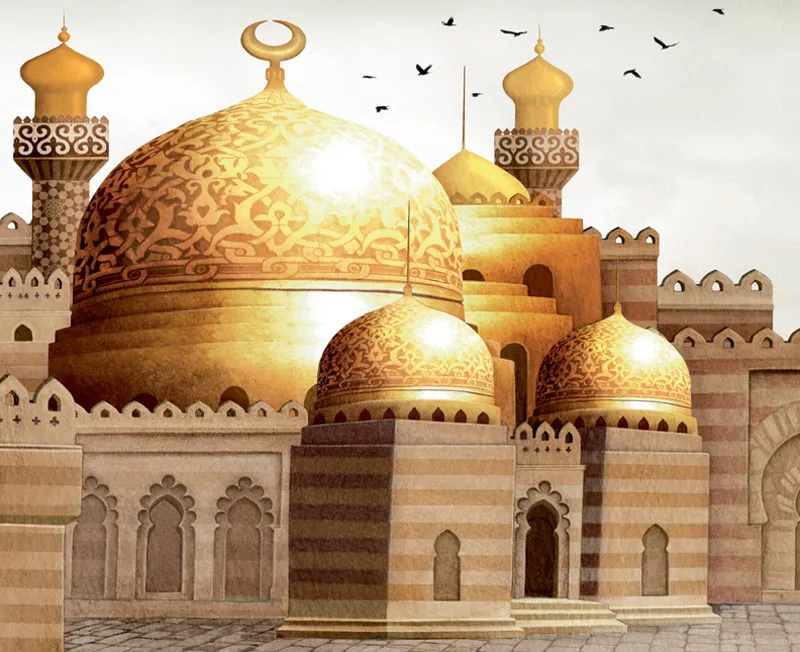 Gold is the dome of the mosque