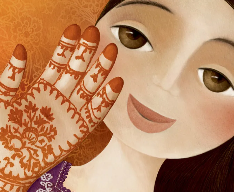 henna hands in a leafy vines pattern