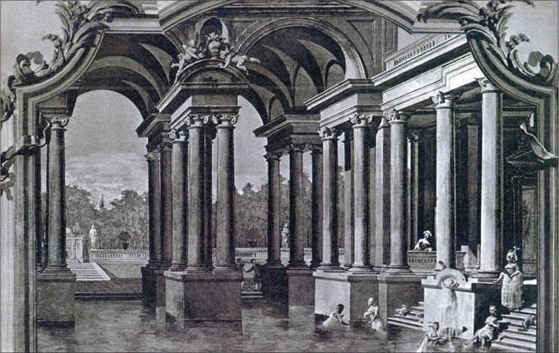 2. A. Urbani, Il bagno, part., 1780-82, affresco; Montegalda, Castello Grimani Marcello Sorlini.
