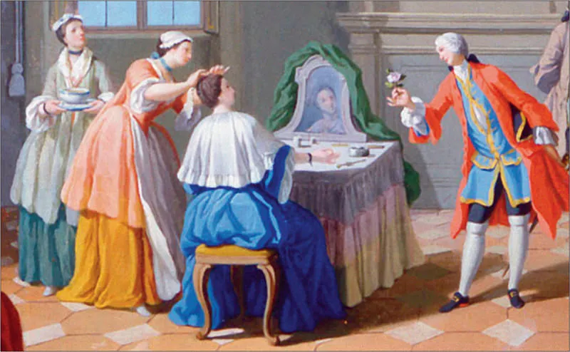 3. G. Zocchi, La mattina, part., 1753-54, dalla serie delle Ore del giorno, olio su tela; Firenze, Museo dell’Opificio delle Pietre Dure.