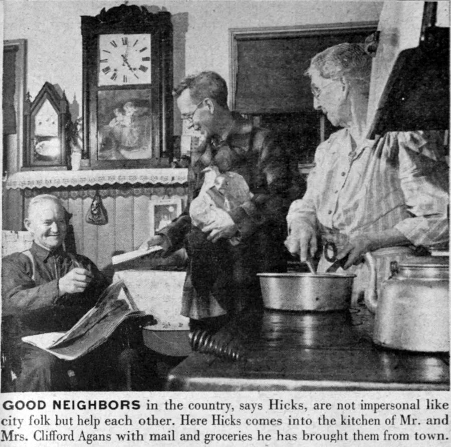 Granville Hicks, formerly the premier literary critic of the Communist Party, showing off small-town life in Grafton, New York, for a Life photographer in 1947. Kosti Ruohomaa, photog. (Black Star)