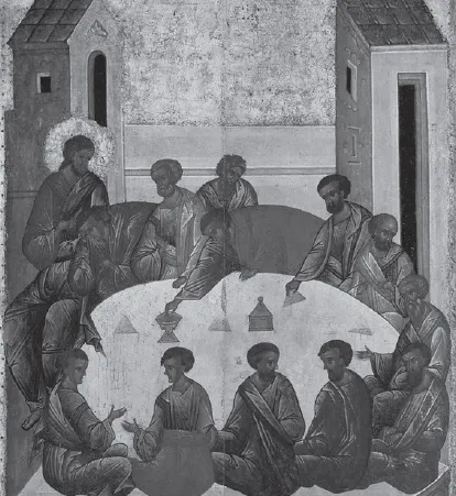 The Last Supper, dated to the fifteenth century, Novgorod School, National Museum of Russian Art, Kiev