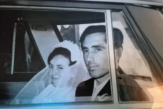 Mamma Maria e PapĂ Giorgio il giorno delle nozze il 25 agosto 1966 a Oriolo Calabro