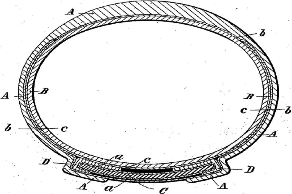 Patent drawing of a pneumatic vehicle tire.