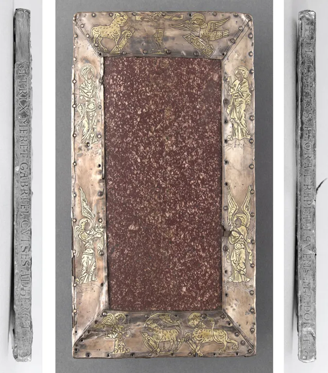 Figure 12.1 Portable altar. The porphyry slab and silver marginal mounts. Paris, Musée de Cluny–Musée national du Moyen Âge. Photo: © RMN-Grand Palais