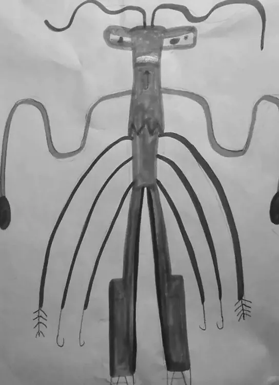 Figure 12.1 and 12.2 Examples of art created by a student with ASD during independent recreational class time.