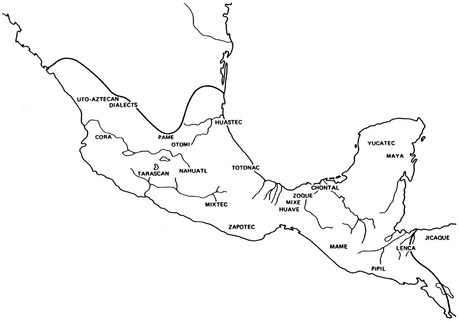 MAP 1.2 Mesoamerica: linguistic groups.
