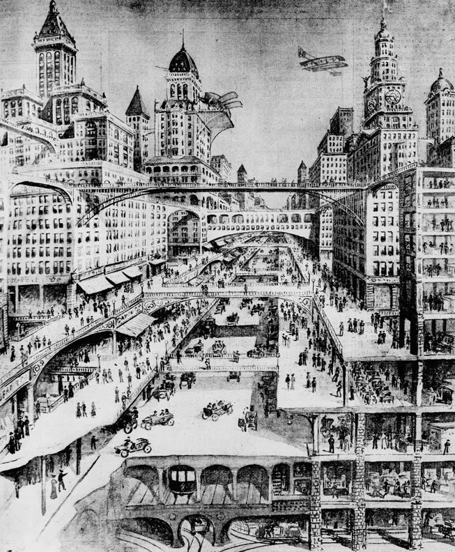 Figure 1.2 King’s view of New York, by Richard Rummell, published by Moses King, 1911