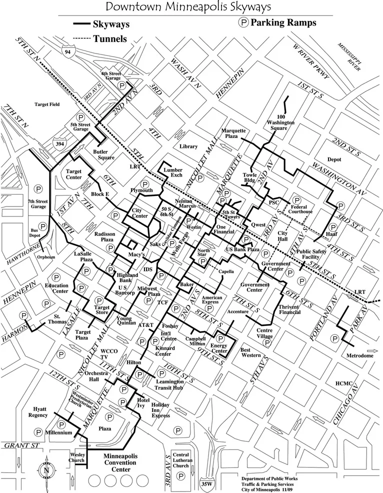 Figure 1.3 Map of downtown Minneapolis skyways