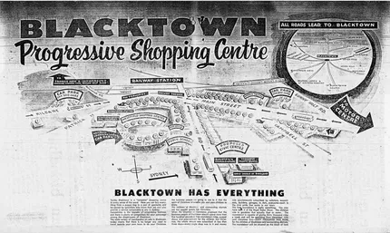 Figure 1.2 Advertisement for Westfield Plaza, c. 1959. Source: Image provided by the Westfield Corporation; courtesy of the Blacktown Advocate