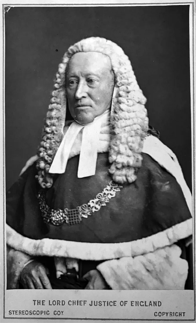 Figure 1.1 Carte de visite of Lord Chief Justice Cockburn in his robes of office, by the London Stereoscopic and Photographic Company.