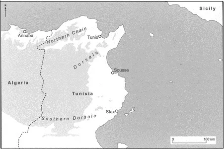Figure 2.1 The major elements of the Atlas mountains in Tunisia