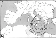 Figure 2.3 The role of low pressure cells in producing weather extremes in Tunisia