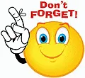 An emoticon raising its right hand with index finger pointing upwards. The text āDonāt forget!ā is indicated on top of the emoticonās head.