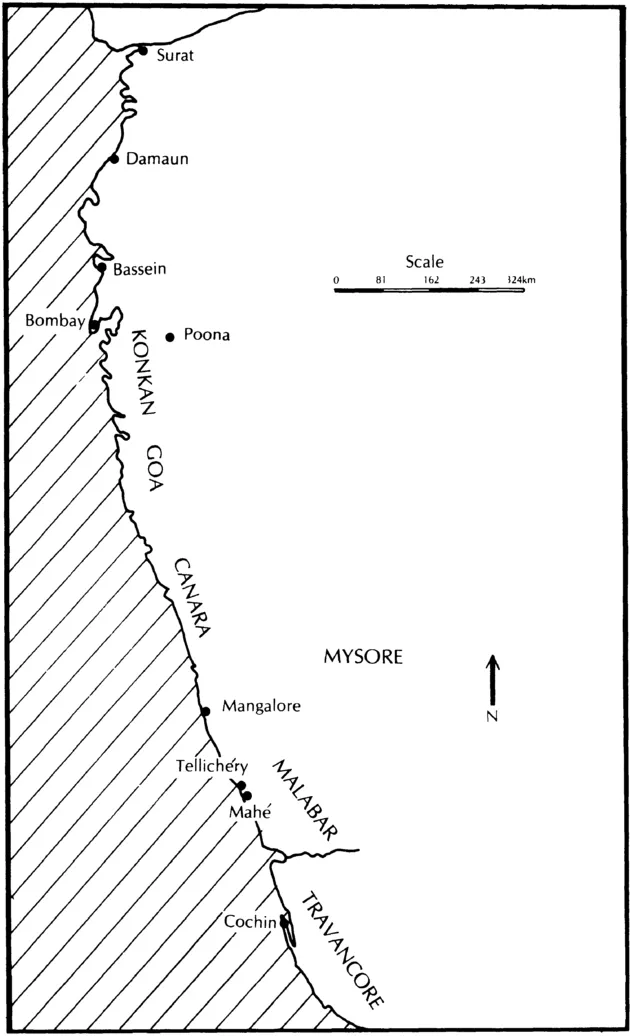 Map 6: western India, Surat to Cochin
