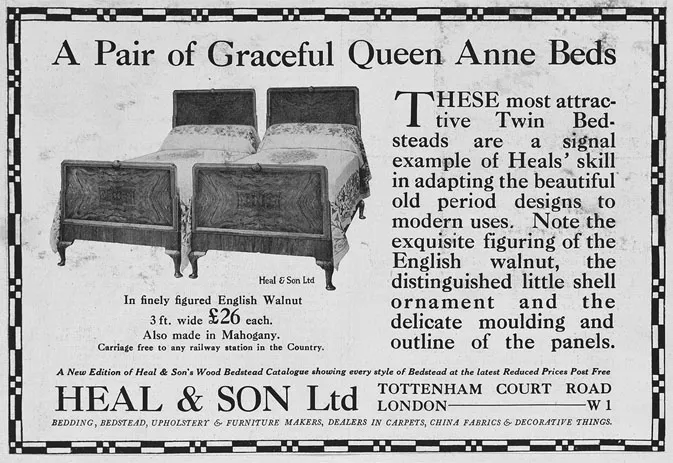 FIGURE 1 Advertisement for Heal’s Queen-Anne-style twin beds in walnut.