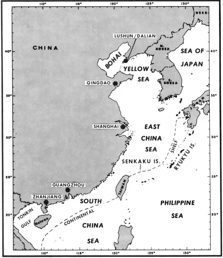Figure 1.1. The China seas and the continental shelf