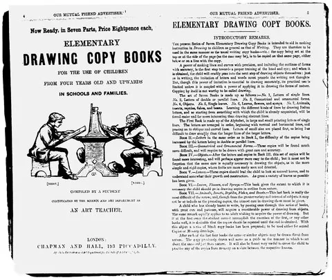 1.2 Advertisement for Elementary Drawing Copy Books, from Our Mutual Friend (no. 12), April 1865