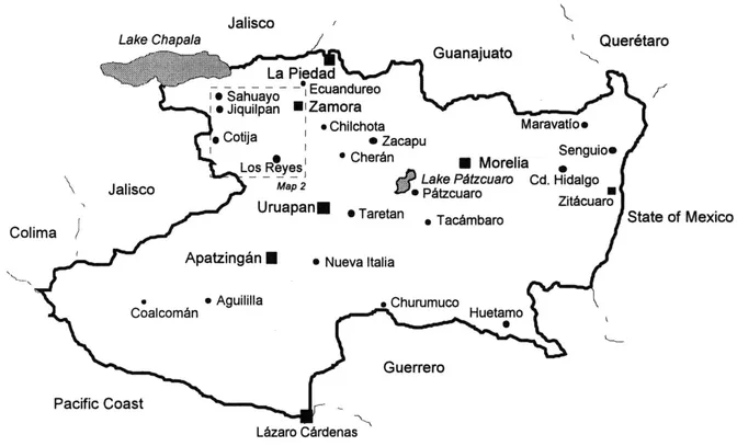 FIGURE 1.1 Map of the State of MichoacƔn