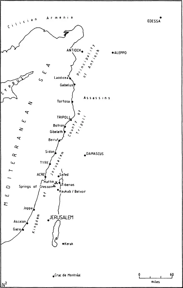 Map 1. Sites connected with the campaigns of Saladin in the Holy Land, 1187â89.