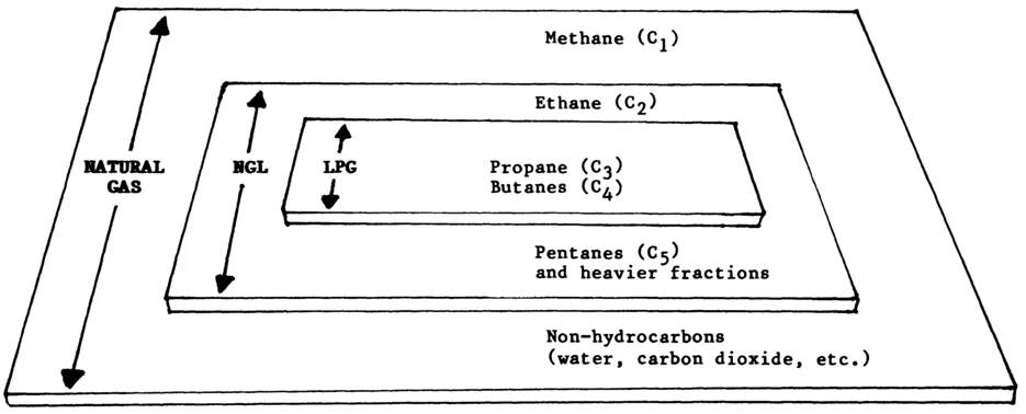 FIGURE 1.1: CONSTITUENTS OF NATURAL GAS SOURCE: Shell Oil Company, Natural Gas. London (1983).