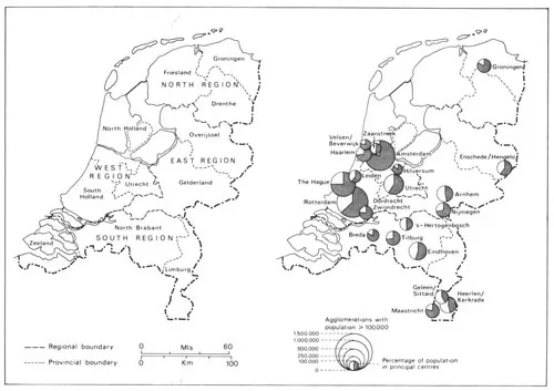Fig 2. PROVINCES, REGIONS AND AGGLOMERATIONS SOURCE: CBS Jaarcijfers (1972), 20-1