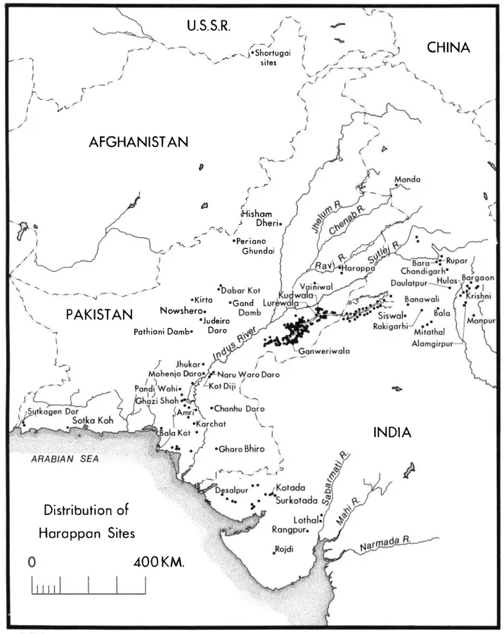 Figure 2.2. Map of Harappan sites. Source: Possehl and Raval (1989: 4).