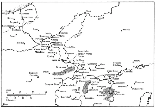 MAP 2. The Main Battleground of the Armée du Nord.