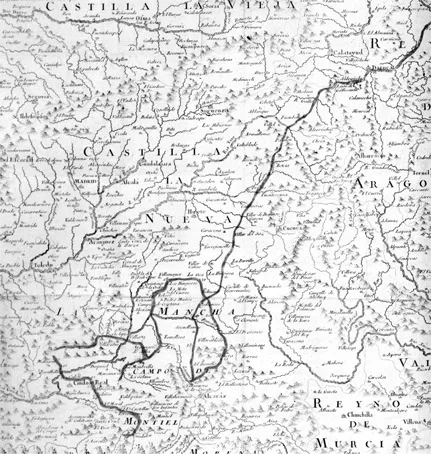 Figure 3. Map from Don Quixote. From the third edition of Don Quixote for la Real Academia Española.