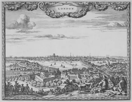 Figure 1.1 Panoramic view of London by Nicolaes Visscher (c. 1666)