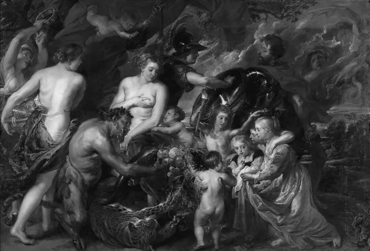 Figure 1.1 Peter Paul Rubens, Minerva Protecting Pax from Mars (Peace and War), 1629–30, oil on canvas, 203.5 × 298 cm. Presented by the Duke of Sutherland, 1828. London, National Gallery (inv. NG46). © National Gallery, London/Art Resource, NY.