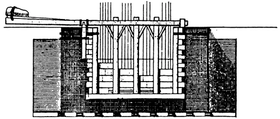 FIGURE 277—Section of a typical stanch or flash-lock. From Belidor, 1753.