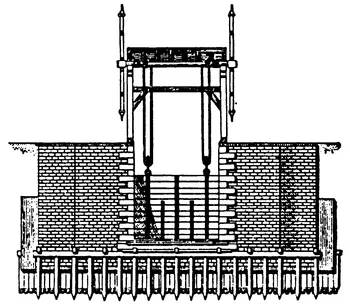 FIGURE 278—Section of a typical 'portcullis' sluice. From Belidor, 1750.