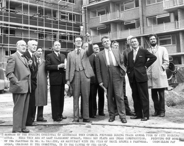 Figure 1.1 Members of the Housing Committee of Edinburgh City Council visit Claremont Court under construction.