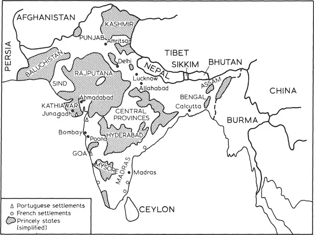 Map A The Indian empire before 1947