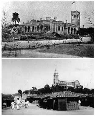 Figure 1.5. The Russian Legation Building (above) and Myungdong Cathedral (below) conspicuously show the growing influence of foreign powers in the late nineteenth century under the Chosun Dynasty.