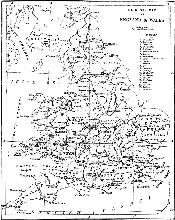 1. Map of medieval dioceses in England and Wales (G. Hill)