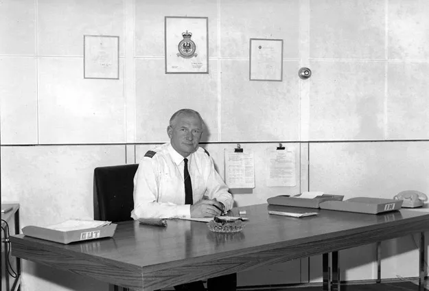 Figure 1.2 Wing Commander A E Schofield, Officer Commanding 26 Signals Unit 1971–1973, reputedly in his office at the Teufelsberg