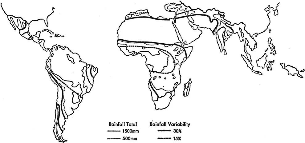 Fig. 3 Rainfall. Distribution and variability in the Third World