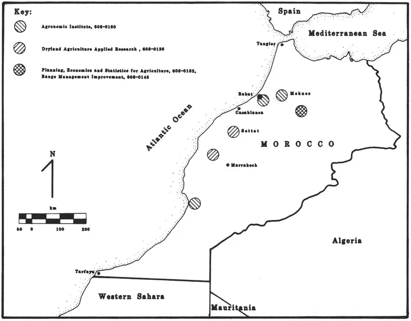 FIGURE 1.1 Morocco, Showing the Project Areas. Source: AID/Washington.