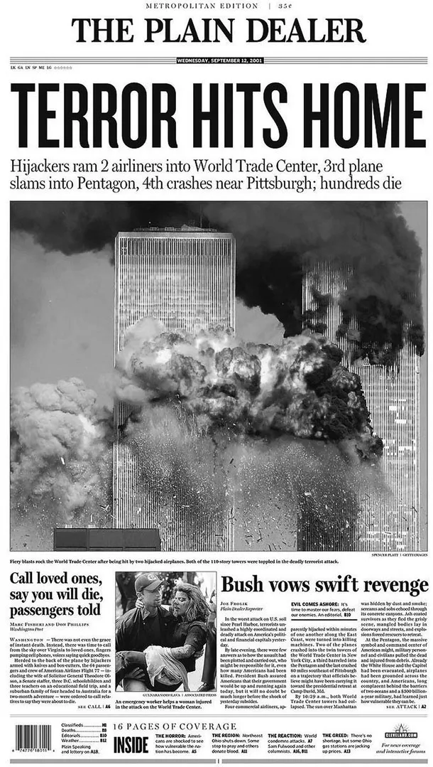 Figure 1.2 Cleveland Plain Dealer, September 12, 2001