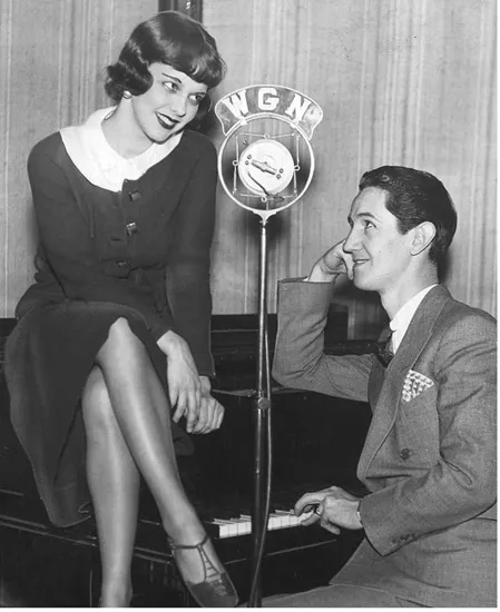 Fig. 4.1. This undated photo illustrates a broadcast session at WGN Radio. Photo courtesy of Tribune Company.