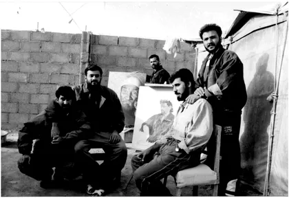 Figure 6. Sabah Al-Dhaher with friends, Rafha Refugee Camp, Saudi Arabia, 1992. Photo: Sabah Al-Dhaher. Pictured from left to right: Ali Jabbar, Jelil Abody, Hamid Alheyawi, Sabah Al-Dhaher, Rassul Madhkor.