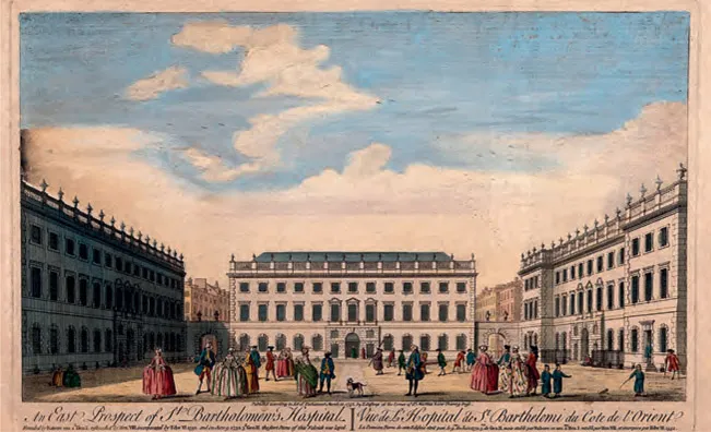 Figure 1.1: St Bartholomew’s Hospital is a teaching hospital located in the City of London. It was founded in 1123 by Rahere, a favourite courtier of King Henry I. After Henry VIII rescued it from financial ruin in the 16th century, it became known as the ‘House of the Poore in Farringdon in the suburbs of the City of London of Henry VIII’s Foundation’, though now it is known simply as Barts.