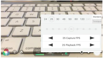 Figure 1.7 To correct for light flicker, you can use a pro video camera app like Filmic Pro to capture footage at 25 frames per second.