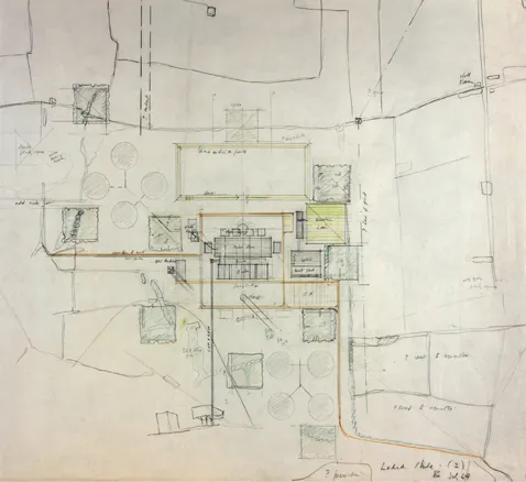 Fig 1.2 Landscape study for Didcot Power Station (Didcot A); sketch plan by Frederick Gibberd 1964, Sutton Courtenay, Oxfordshire