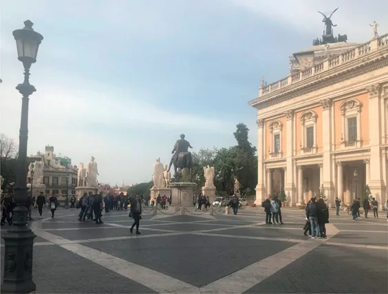 FIGURE 1.05 Michelangelo’s Piazza del Campidoglio with its iconic paving pattern that unifies its surrounding architecture with the public space.