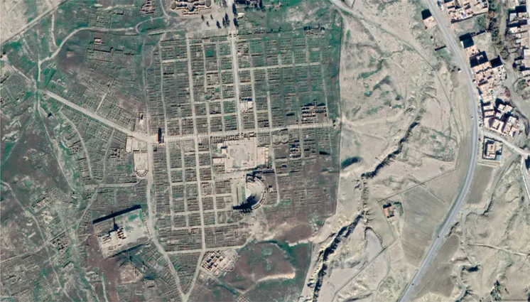 1.1 Aerial view of the Roman City of Timgad,2 Algeria, dating to the 1st century BCE. The blocks, or ‘insulae’, measure approximately 21m2.