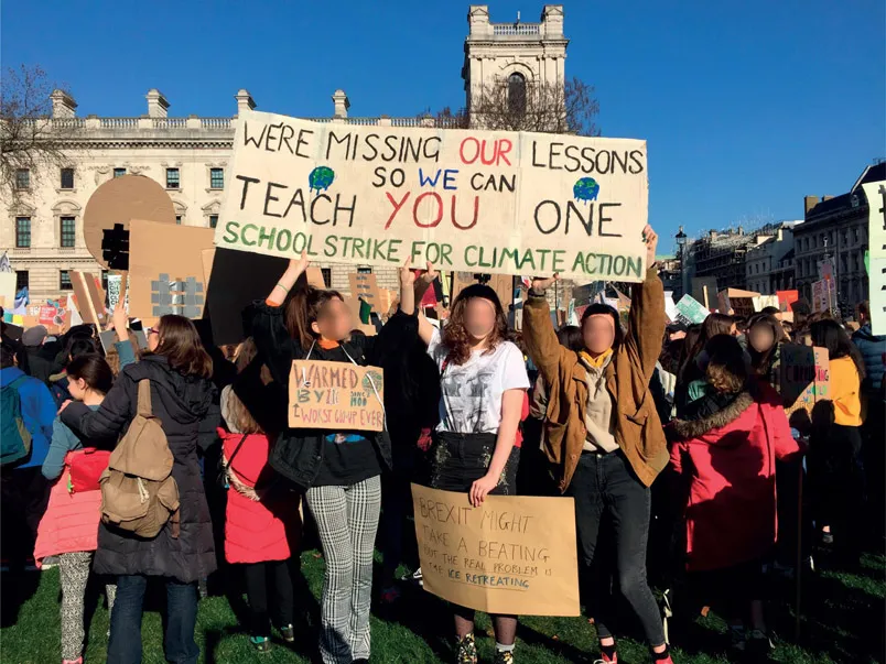 Figure 1.04 Children engaging with the city â UK Youth Strikes 2019